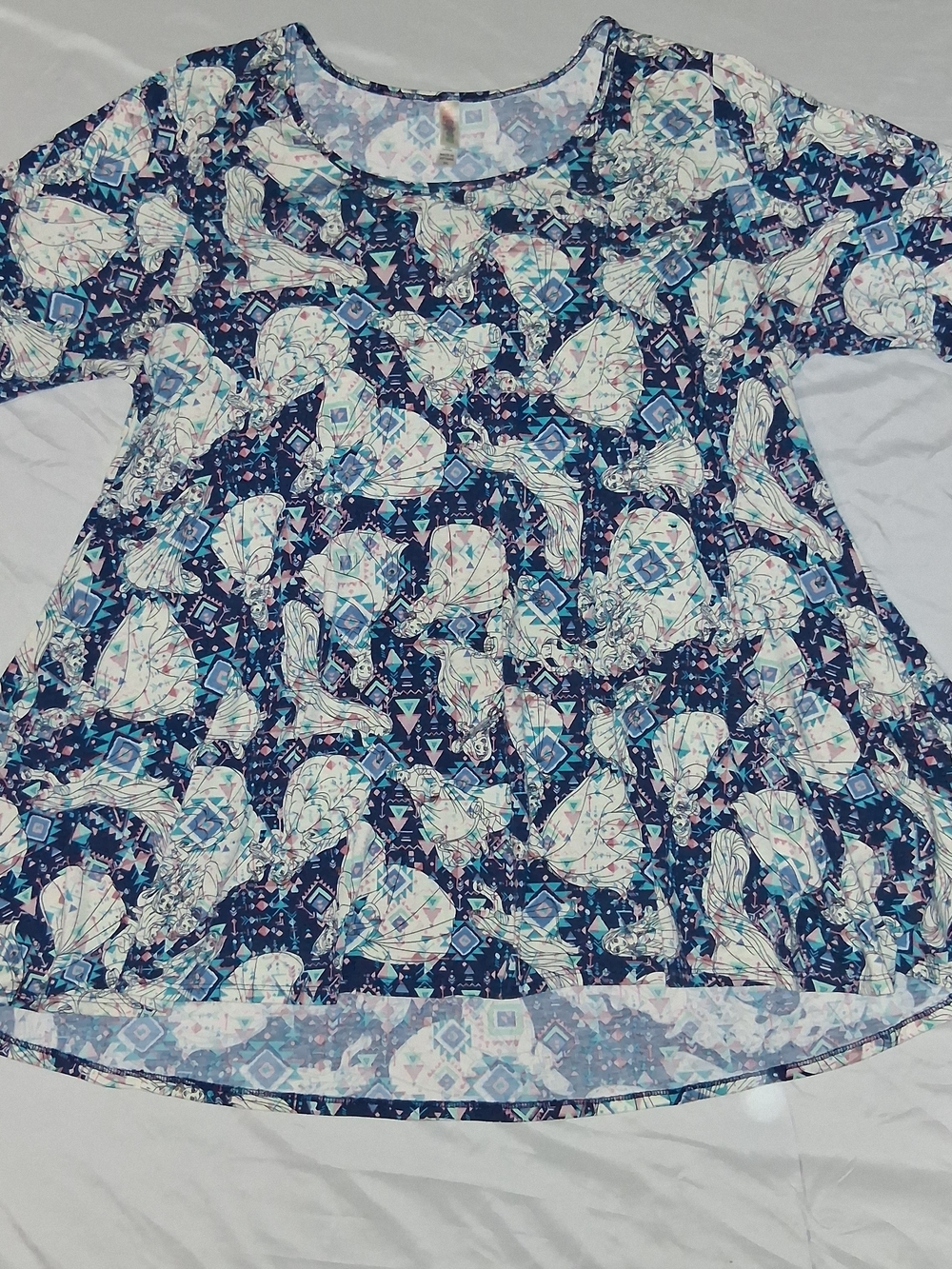 LuLaRoe Navy Blue Abstract Floral Scoop Neck Tunic